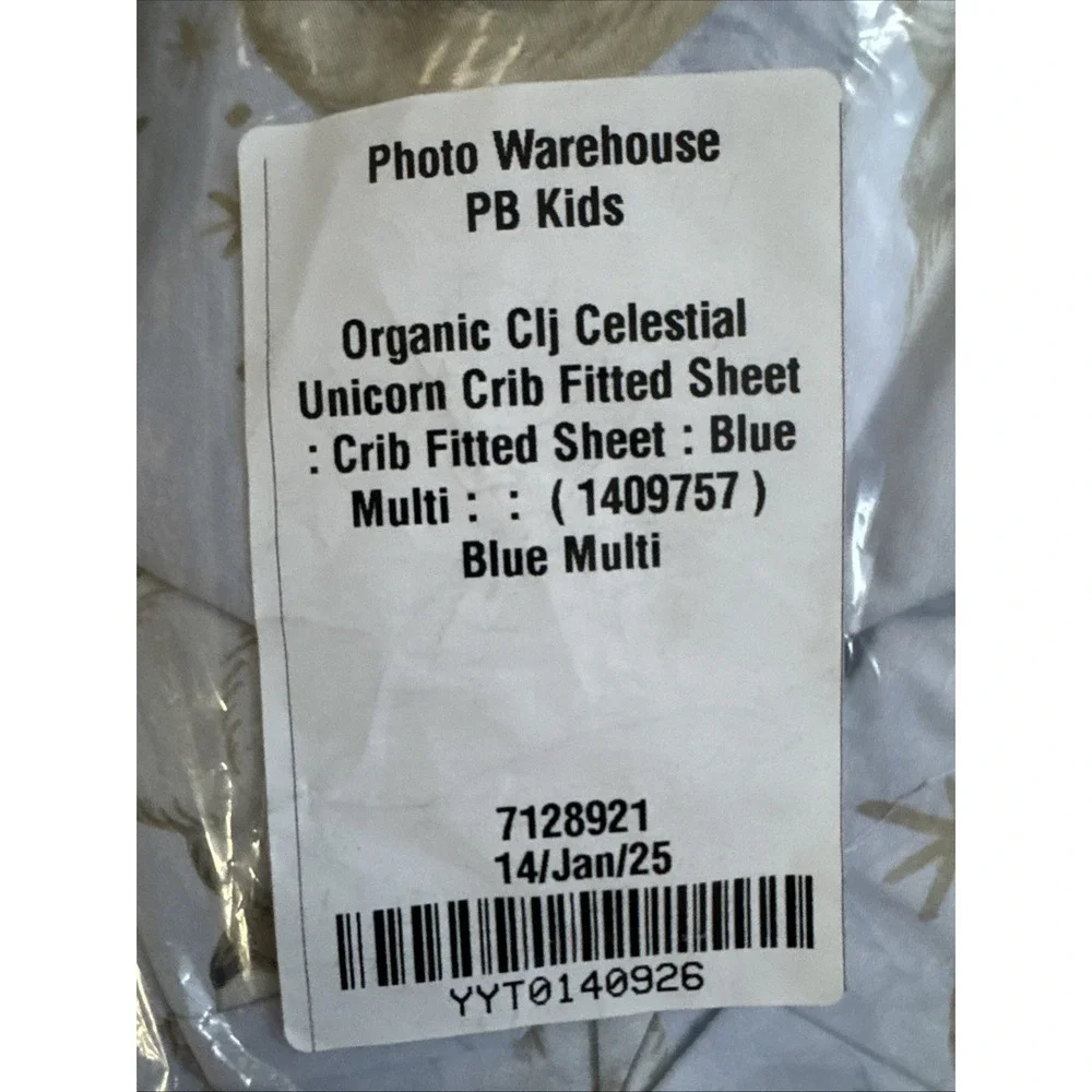 Pottery Barn Kids Chris Loves Julia Unicorn Celestial Organic‎ Crib Fitted Sheet